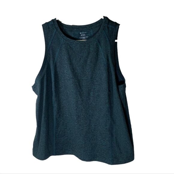 Members Mark Medium Astro Teal‎ Heather Soft Rib Cropped Tank Top - Picture 2 of 5